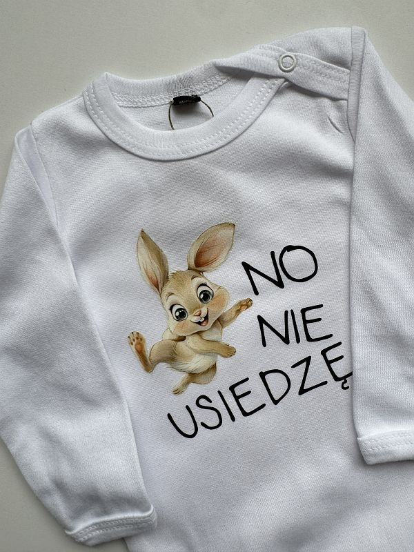 Body białe długi rękaw no nie usiedzę rozmiar 74