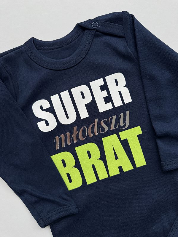 Body granatowe długi rękaw super młodsz brat rozmiar 74