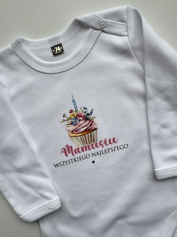 Body białe długi rękaw wszystkiego najlepszego mamusiu rozmiar 74