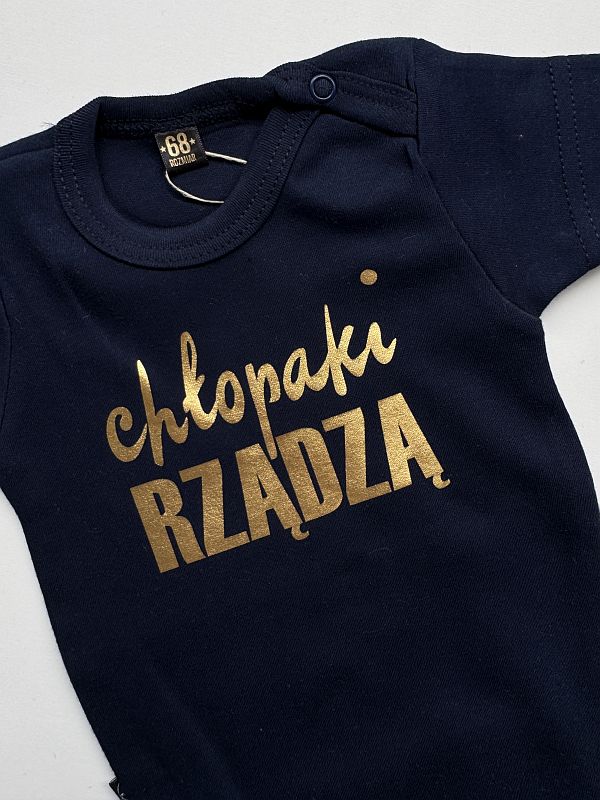 Body granatowe krótki rękaw chłopaki rządzą rozmiar 68