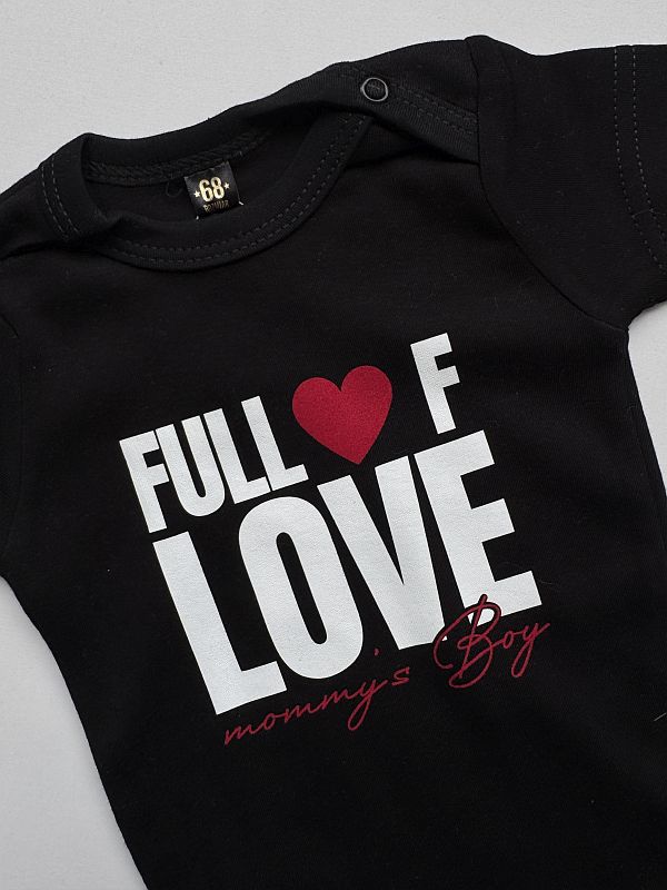 Body czarne krótki rękaw full of love rozmiar 68