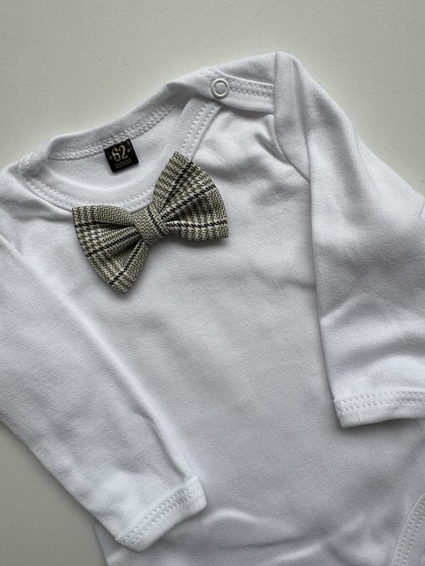 Body białe długi rękaw mucha w kratę rozmiar 62