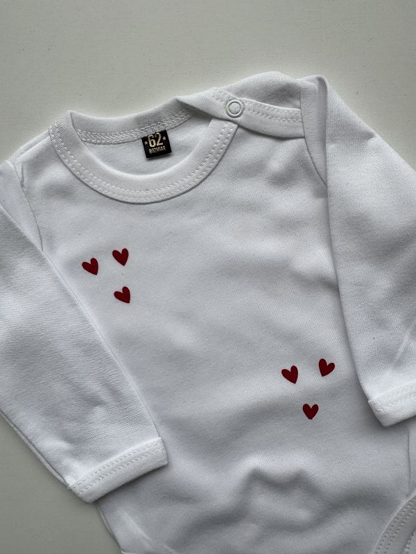 Body białe długi rękaw w serca rozmiar 62