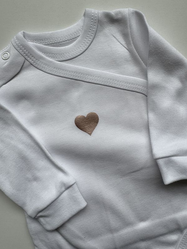 Body białe kopertowe długi rękaw serduszko rozmiar 62