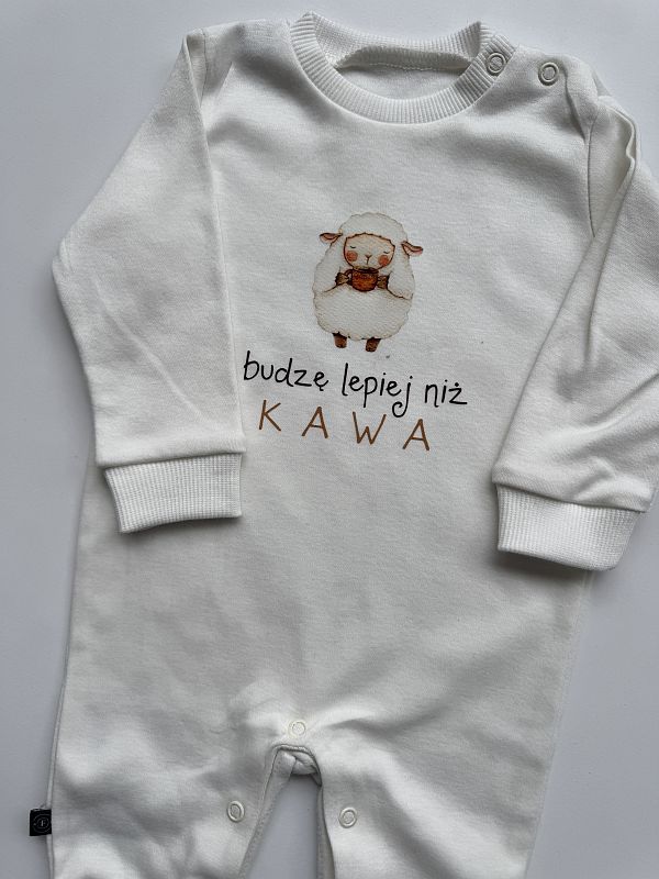 Pajac bez stópek ecru budzę lepiej niż kawa rozmiar 62