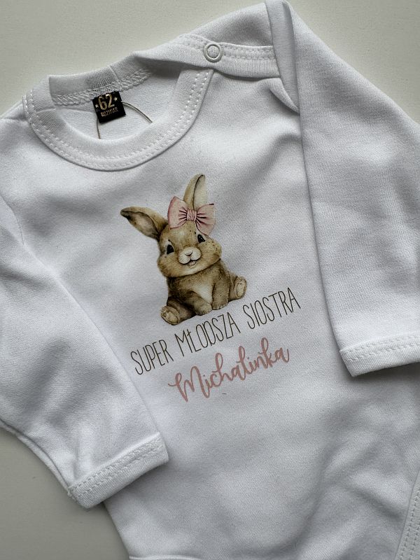 Body białe długi rękaw super młodsza siostra Michalinka rozmiar 62