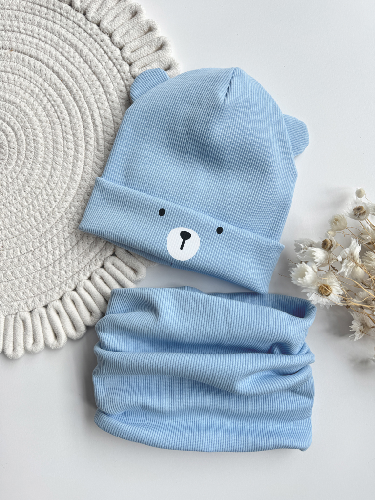 Czapka dla dziecka buzia misia + komin