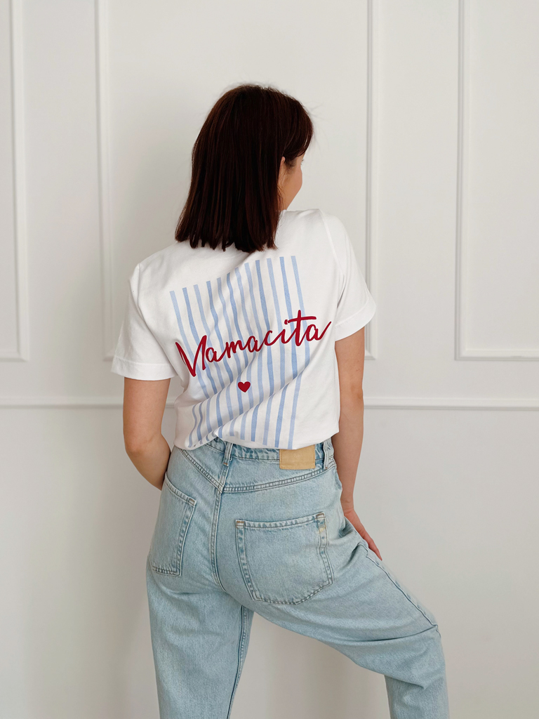 Koszulka damska z nadrukiem pasków Mamacita