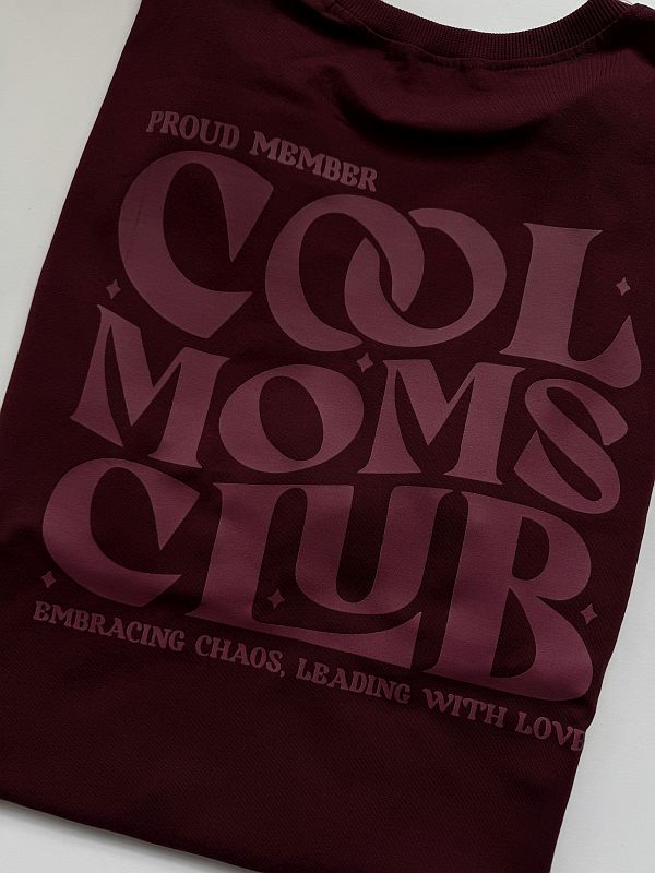 Koszulka damska bordowa cool moms club rozmiar oversize