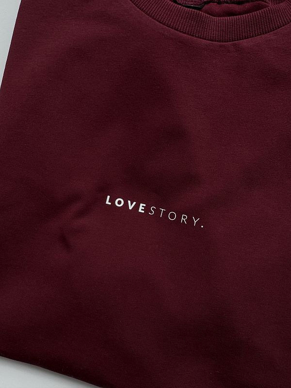 Koszulka damska bordowa love story rozmiar oversize