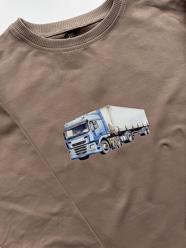 Koszulka kawowa z długim rękawem ciężarówka rozmiar 110