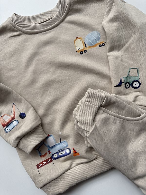 Beżowy komplet z maszynami budowlanymi rozmiar 104