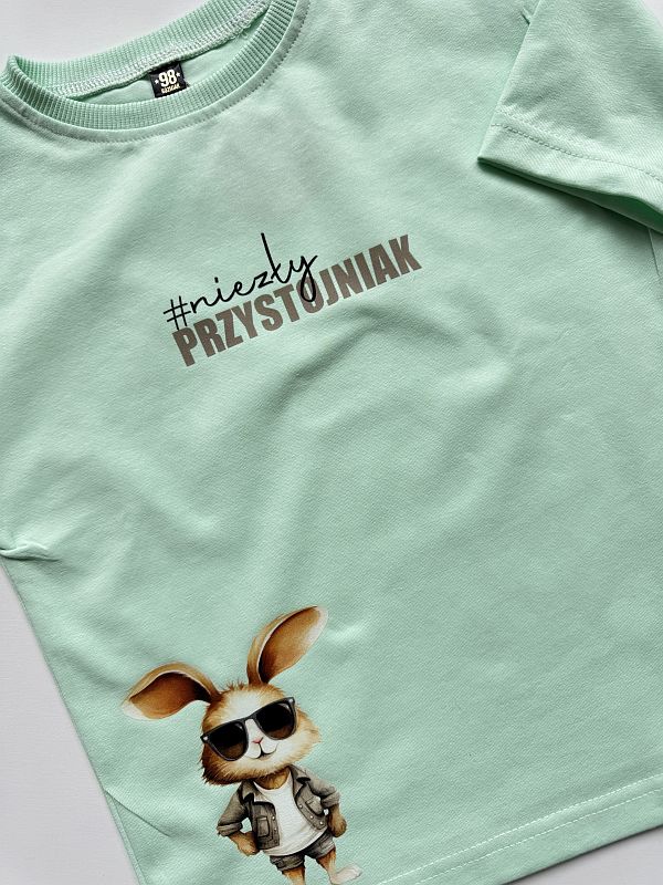 Koszulka miętowa z krótkim rękawem niezły przystojniak rozmiar 98