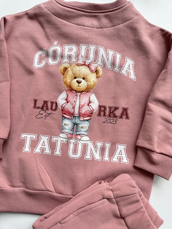 Różowy komplet (bluza bejsbolówka+spodnie) Laurka 2023 rozmiar 98