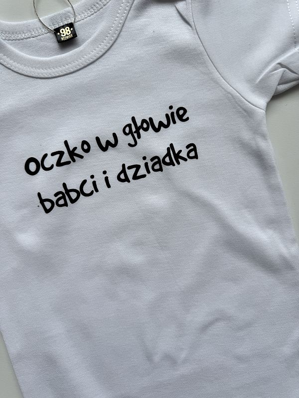 Body białe z krótkim rękawem oczko w głowie babci i dziadka rozmiar 98