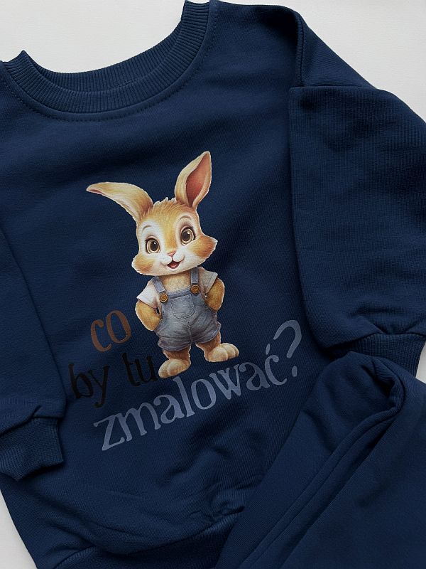 Ciemnoniebieski komplet co by tu zmalować rozmiar 86