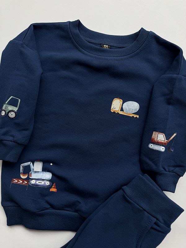 Ciemnoniebieski komplet maszyny budowlane rozmiar 80