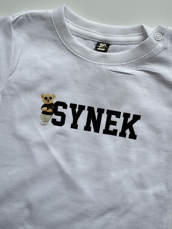 Koszulka biała z krótkim rękawem synek rozmiar 80