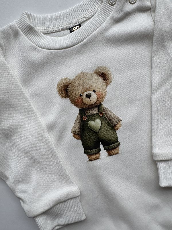 Body ecru z długim rękawem miś rozmiar 80