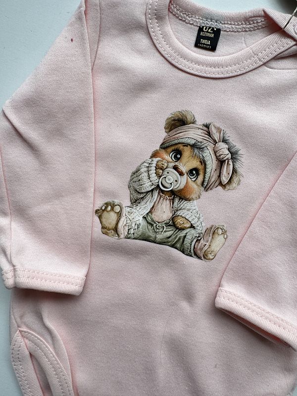 Body morelowe z długim rękawem słodki miś rozmiar 62