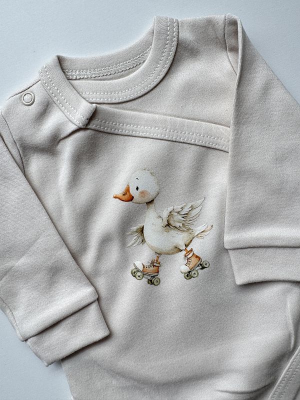 Body kopertowe jasny beż z długim rękawem kaczuszka rozmiar 56