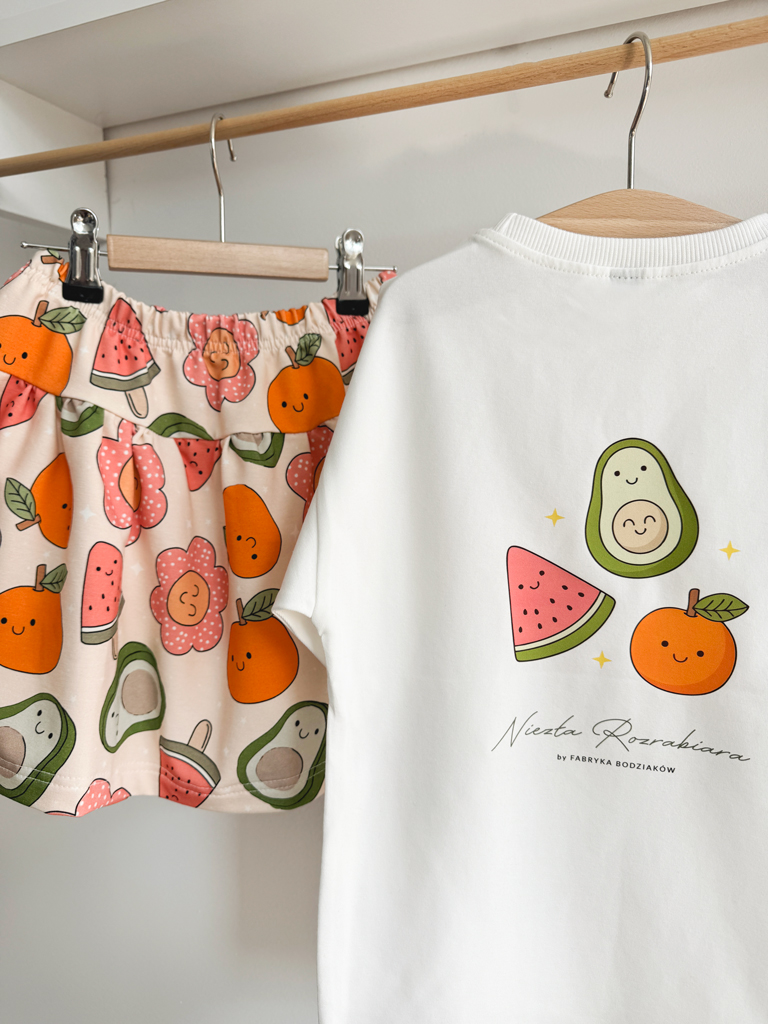 Komplet dla dziewczynki owoce (koszulka + spodniczka)