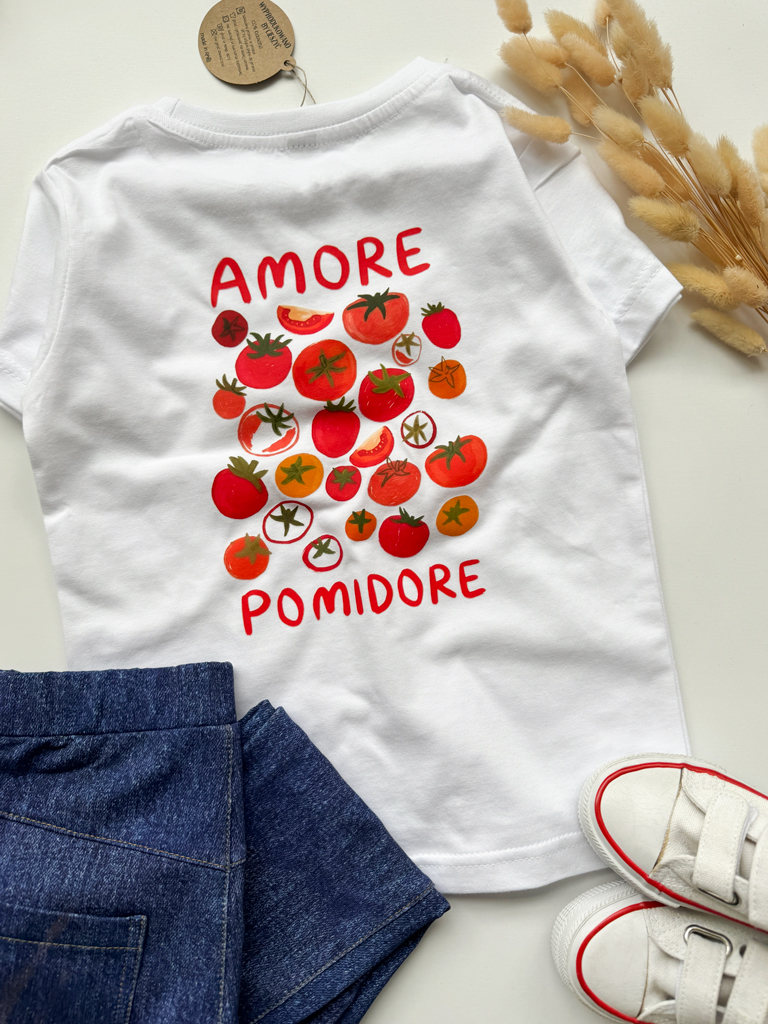 Koszulka dziecięca z nadrukiem amore pomidore