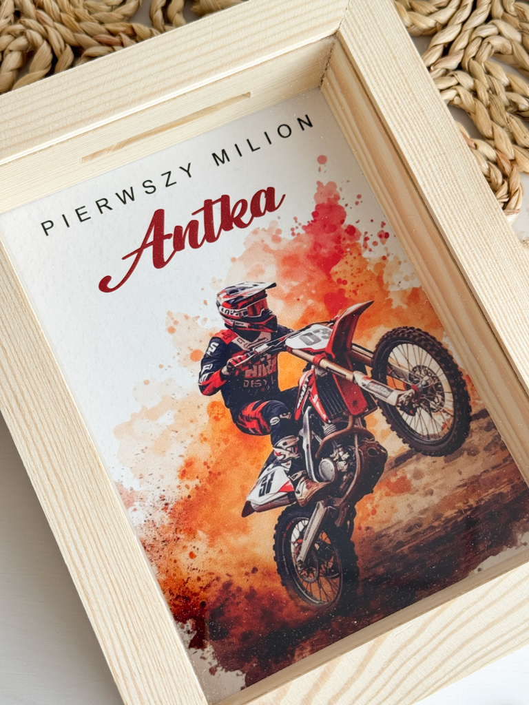 Skarbonka dla dziecka z nadrukiem motocross