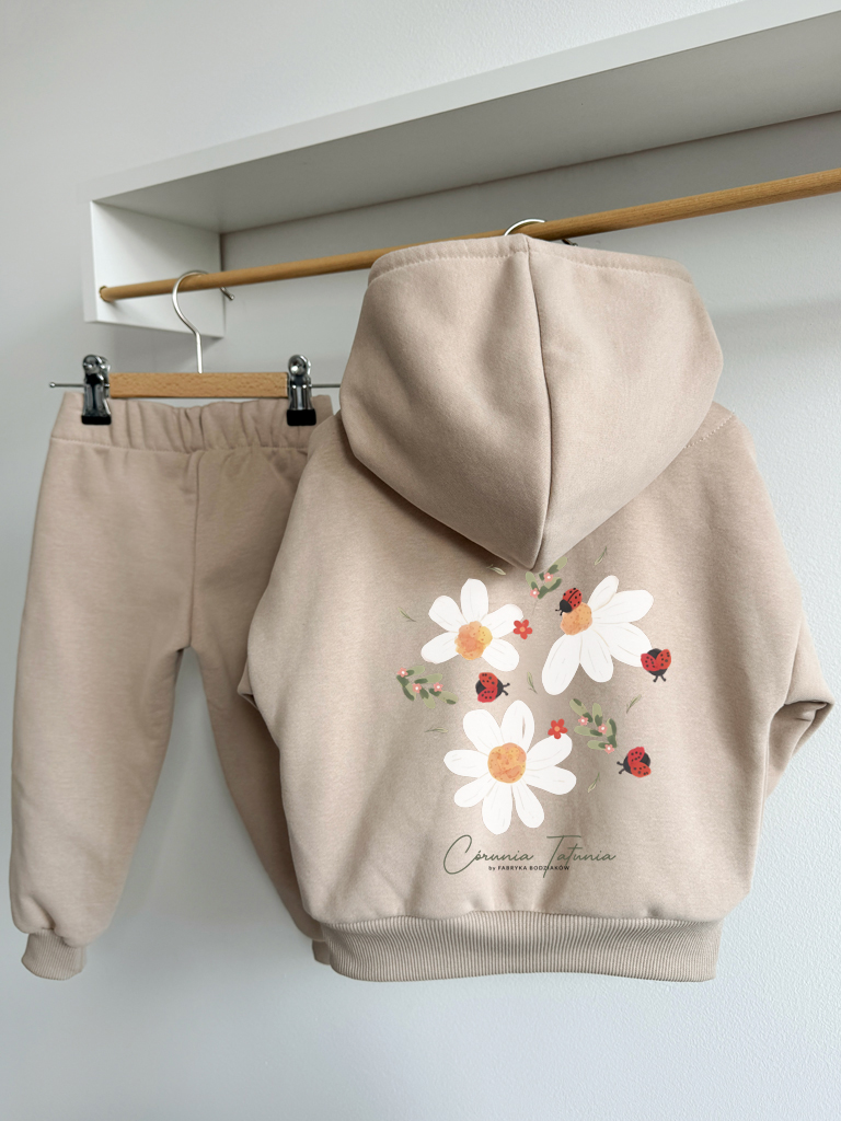 Komplet dla dziecka biedroneczki (bluza z kapturem + spodnie)