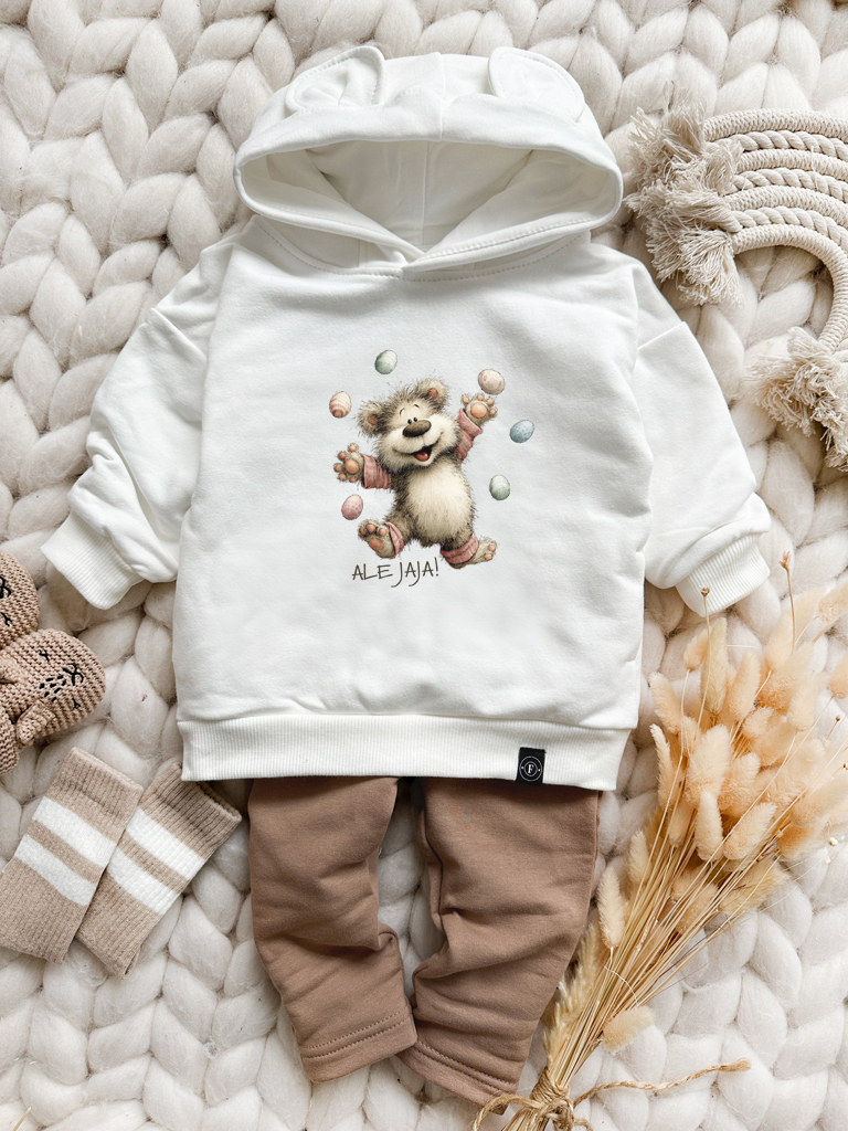 Bluza z kapturem z uszkami misiek ale jaja