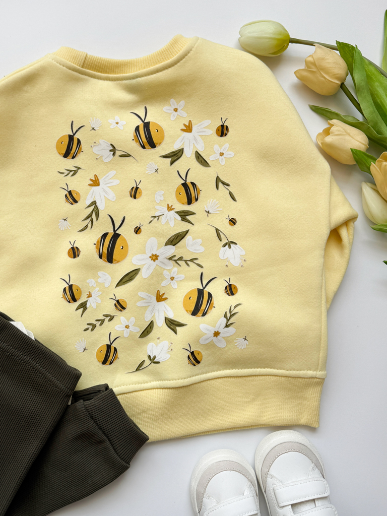 Żółta bluza dziecięca z nadrukiem pszczółek