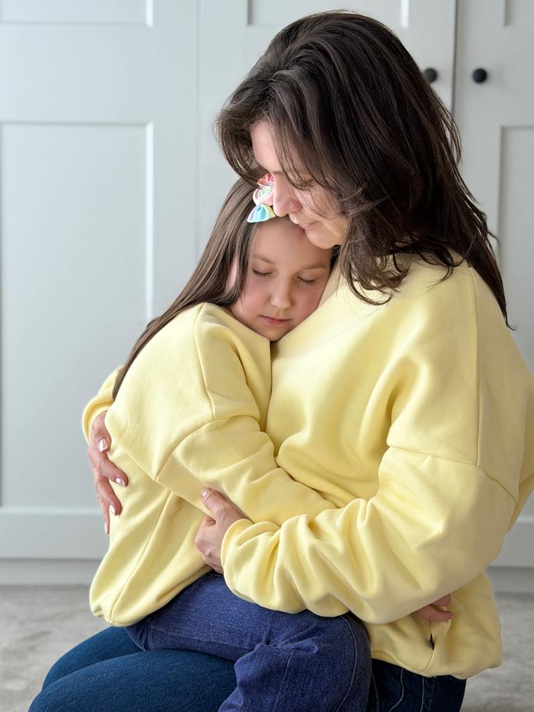 Komplet żółtych bluz dla mamy i dziecka