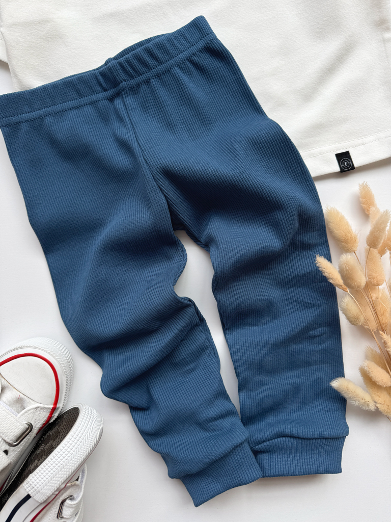 Legginsy niemowlęce prążkowane ciemnoniebieskie