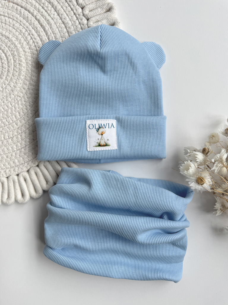 Czapka dla dziecka kaczuszka + komin