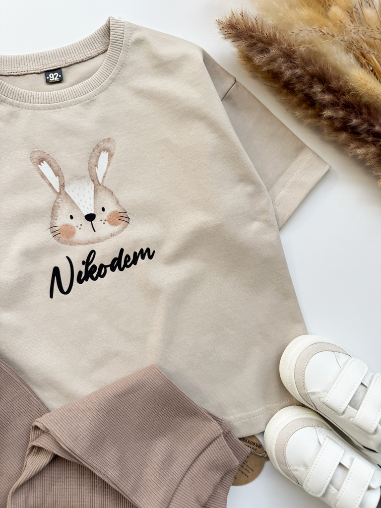 Koszulka dziecięca beżowy zajączek