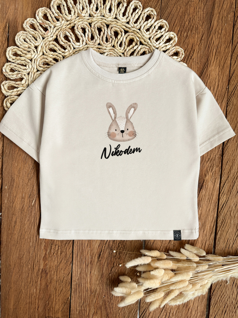 Koszulka dziecięca beżowy zajączek