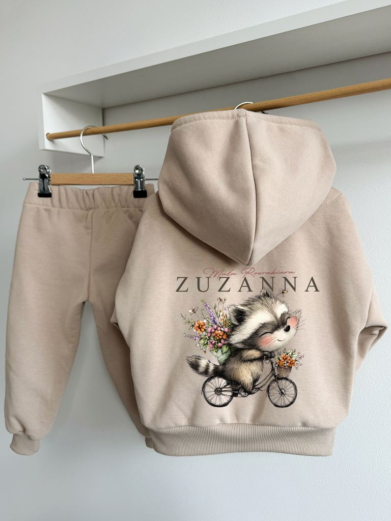 Komplet dla dziecka szop na rowerze (bluza z kapturem + spodnie)