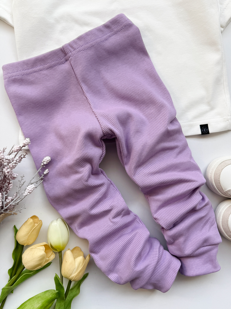 Legginsy niemowlęce prążkowane liliowe