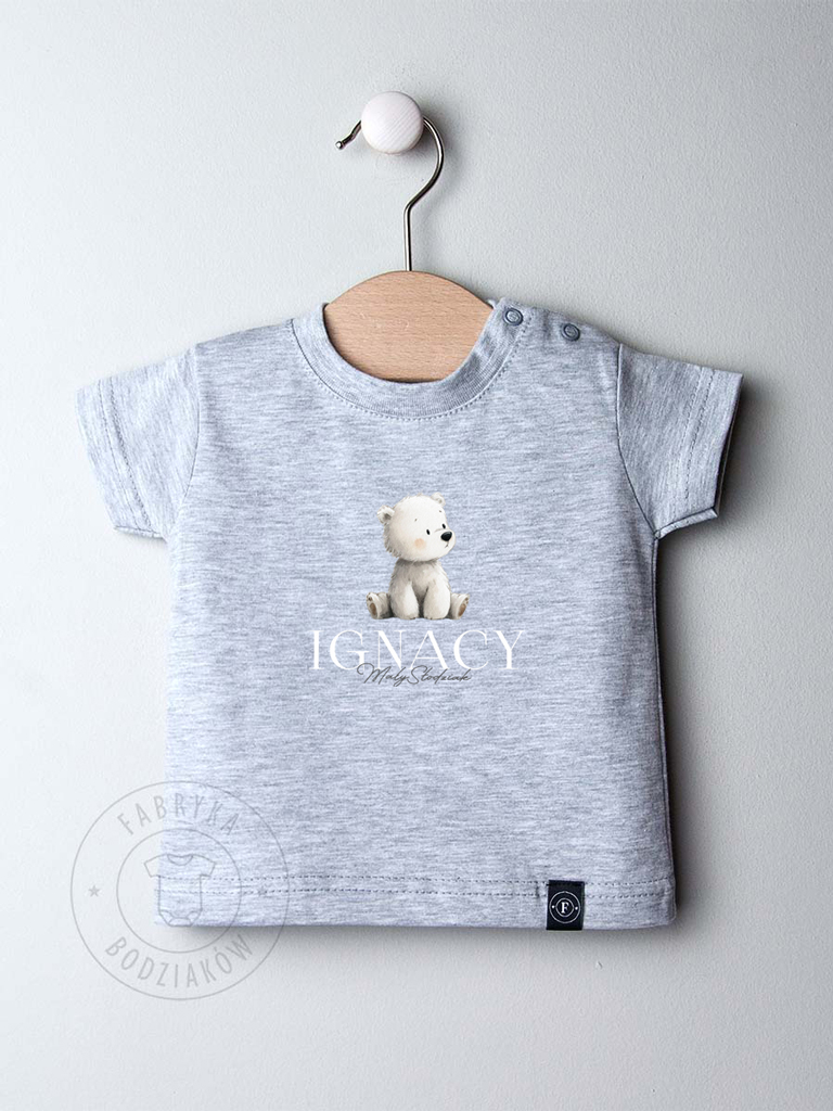 Szara koszulka z krótkim rękawem misio mały słodziak