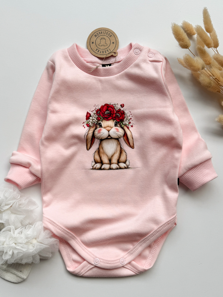 Body dla niemowlaka króliczek w wianku z maków