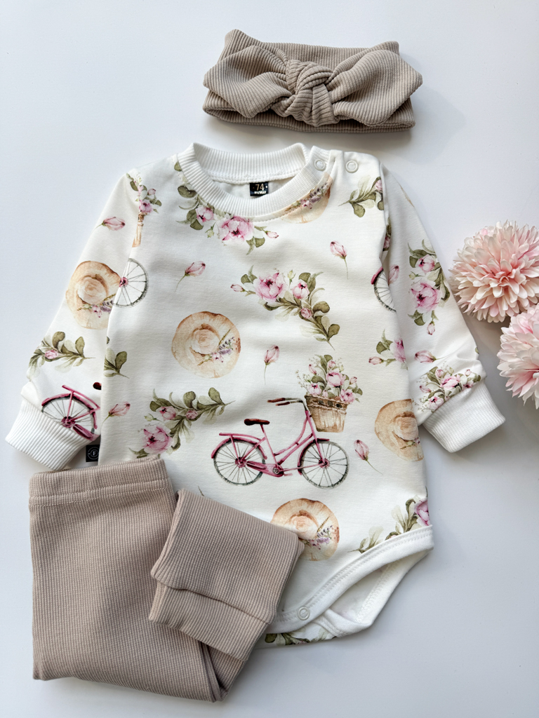 Body niemowlęce różowy rower