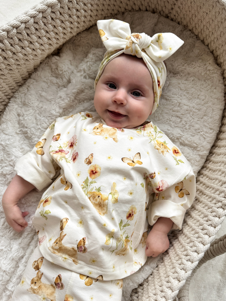 Opaska z kokardą króliczki i motyle