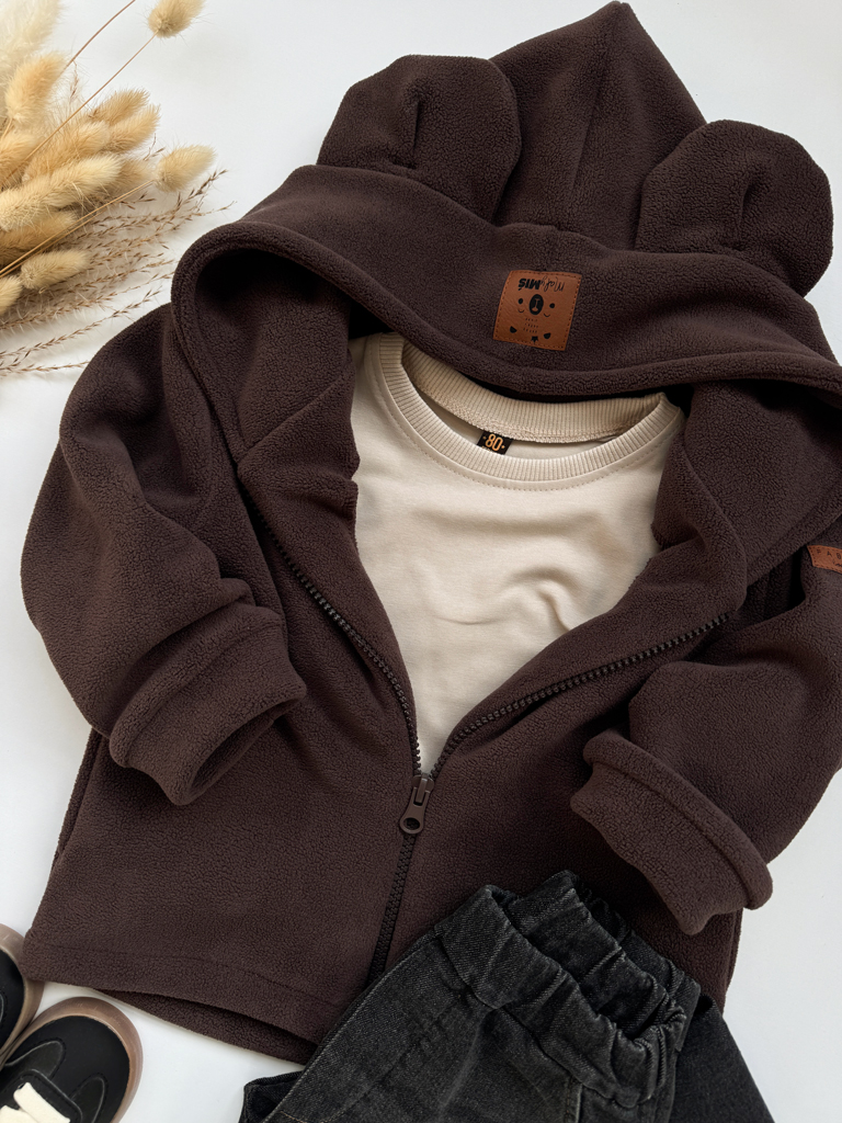 Polar dla dziecka z uszkami misia brązowy