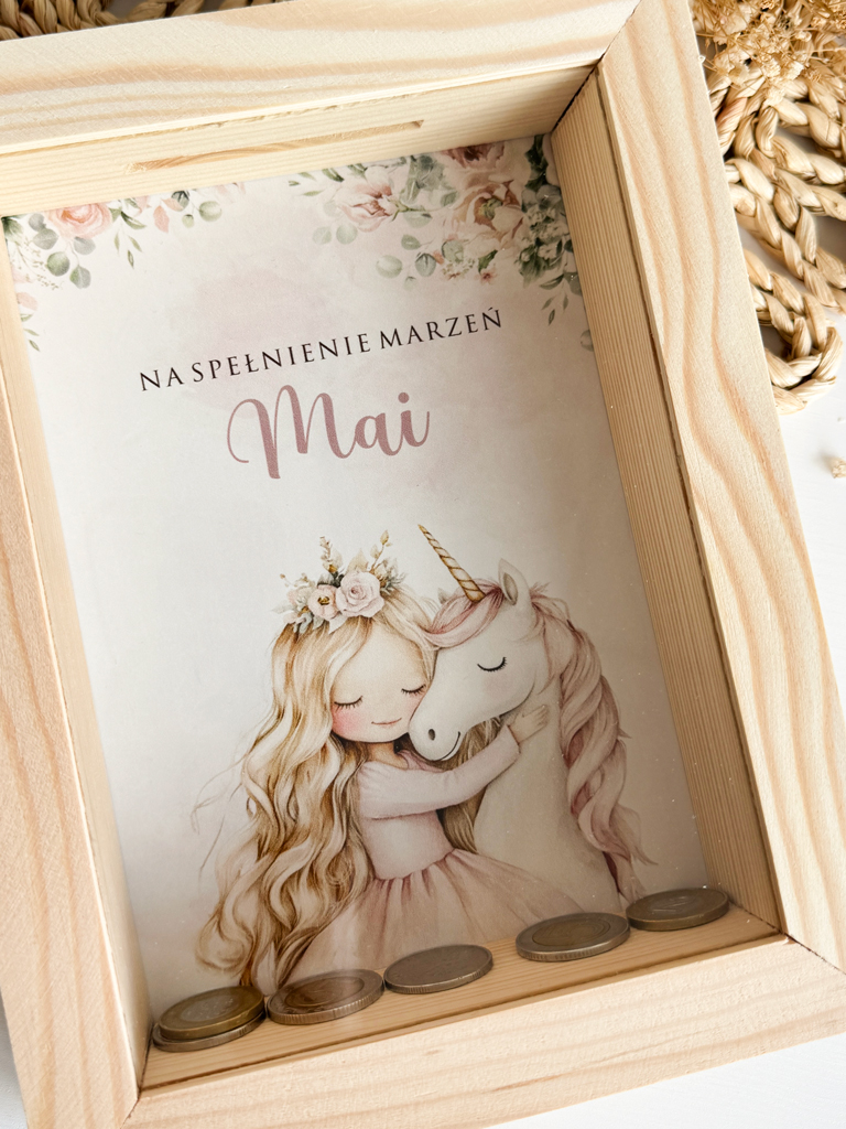 Skarbonka dla dziecka z nadrukiem jednorożca