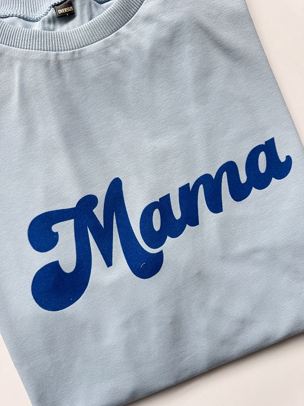 Koszulka damska błękitna mama rozmiar oversize