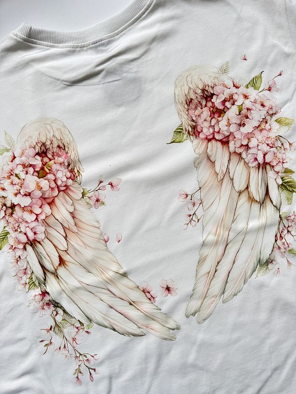 Koszulka damska ecru skrzydła na plecach rozmiar oversize