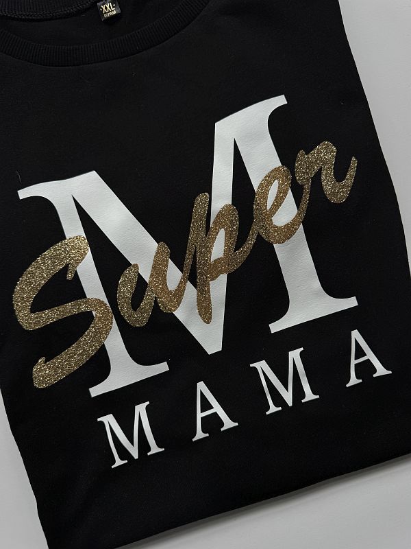 Koszulka damska czarna super mama rozmiar XXL