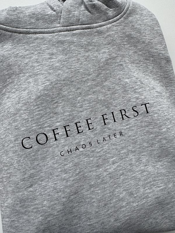 Bluza damska z kapturem szara coffee first chaos later rozmiar XL