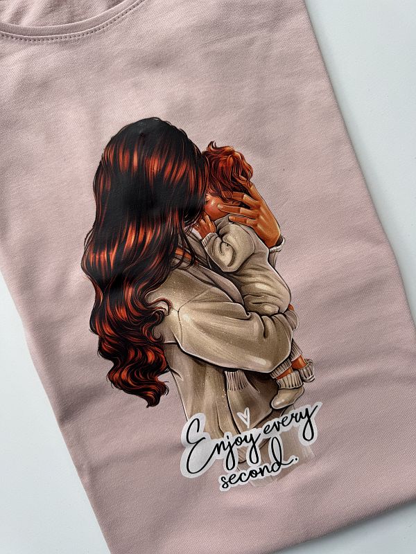 Koszulka damska różowa mama z dzieckiem rozmiar L