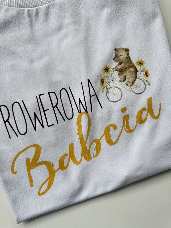 Koszulka damska biała rowerowa babcia rozmiar L